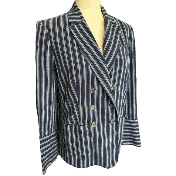 Laundry by Shelli Segal Navy Striped Blazer Size 6 - Picture 2 of 8
